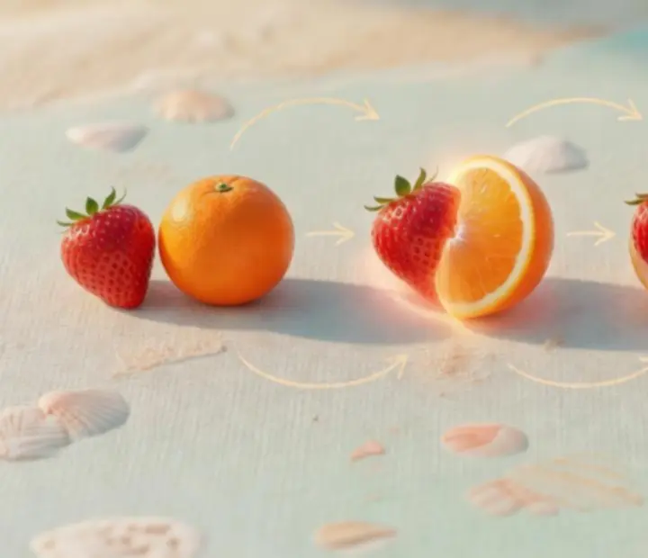 Guide illustré montrant les étapes de fusion de fruits de base et avancée